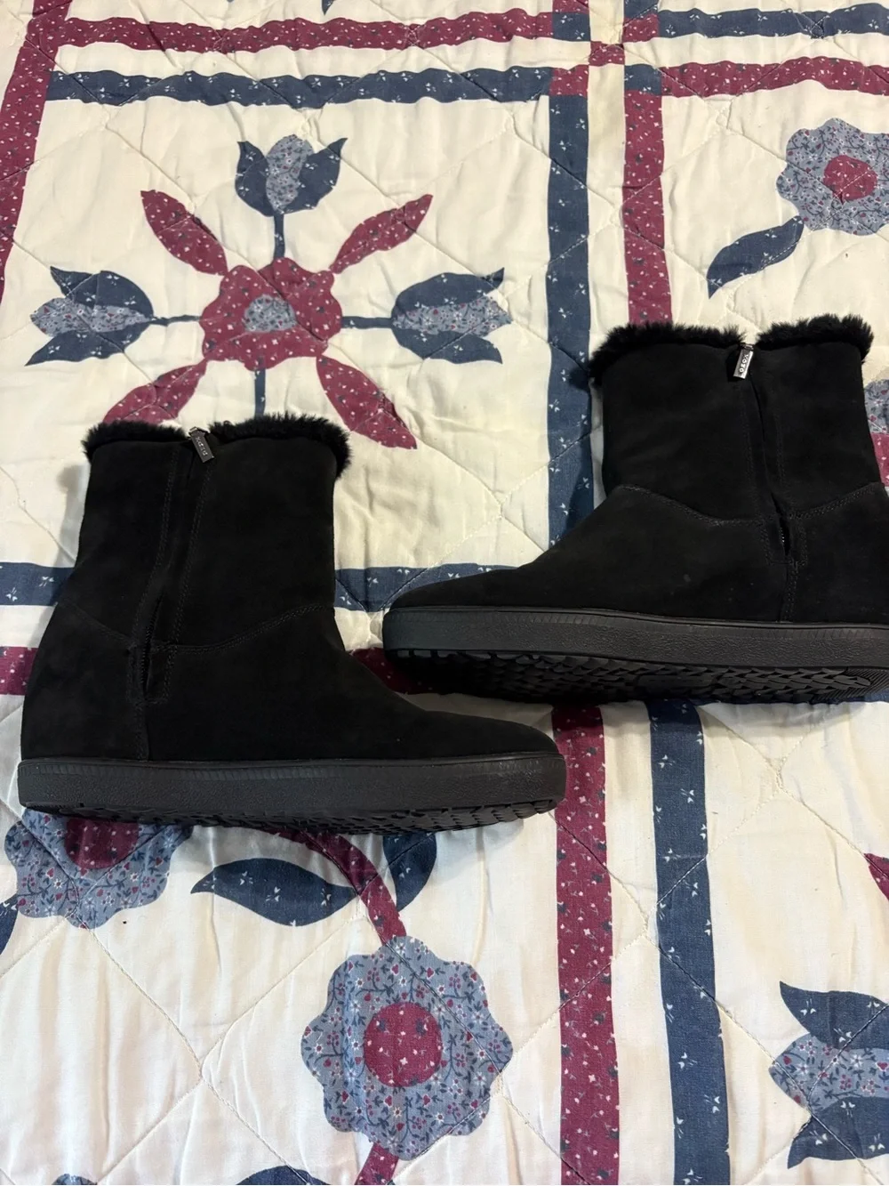 Geox Amphibiox Respira Black Suede Waterproof Faux-Fur Winter Ankle Boots